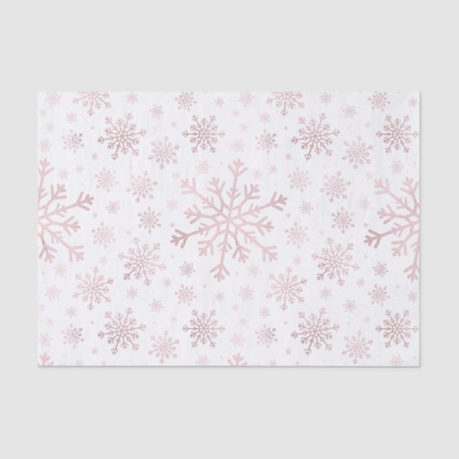 Pretty Pink Christmas Snowflakes on Winter White   Tissue Paper (Front)