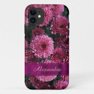 Pretty pink Chrysanthemum  flower personalised iPhone 11 Case