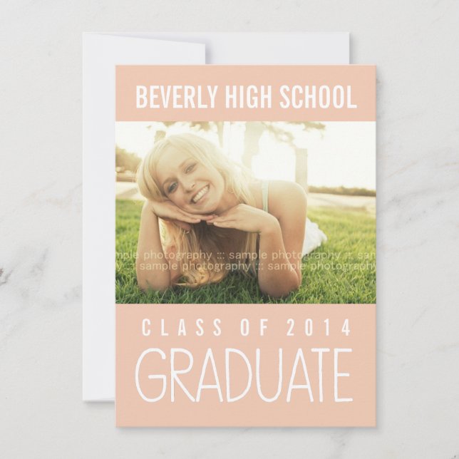 Pretty Pink Class of 2014 Graduation Party Photo Invitation (Front)