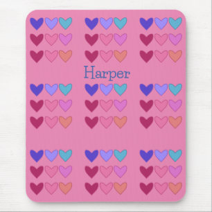 Pretty Pink& Colourful Hearts Women’s Mouse Mat
