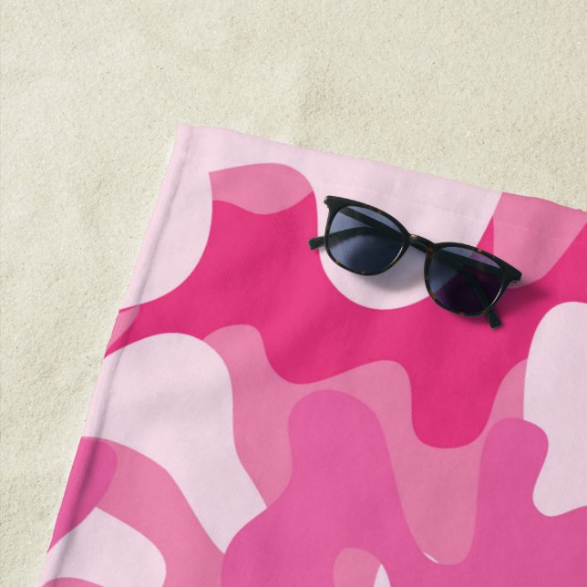 Pretty Pink Colours Camouflage Pattern Beach Towel (In Situ)