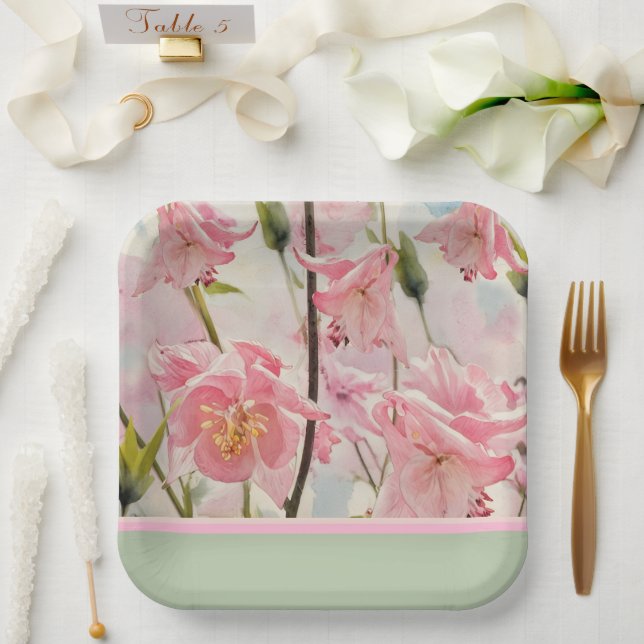 Pretty Pink Columbine - Paper Plate (Wedding)