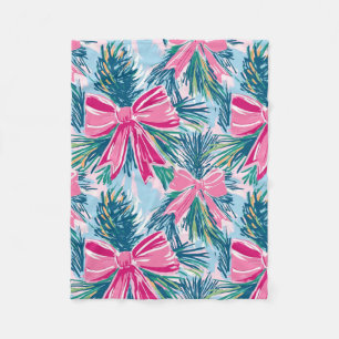 Pretty Pink Coquette Bow And Tree Sprig Pattern Fleece Blanket