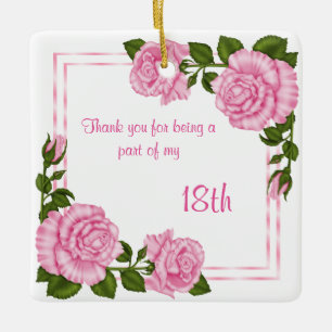 Pretty Pink Corner Bouquets 18th Birthday Ceramic Tree Decoration