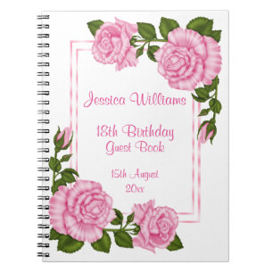 Pretty Pink Corner Bouquets 18th Birthday Notebook