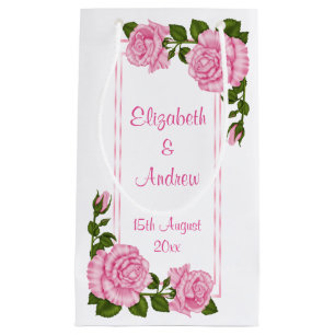 Pretty Pink Corner Bouquets Wedding Small Gift Bag