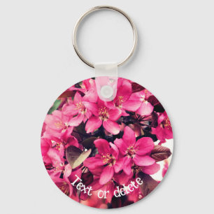 Pretty Pink Crabapple Blossoms Flower Personalised Key Ring