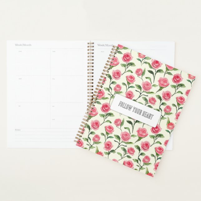 Pretty Pink Cream Roses Floral Planner (Display)