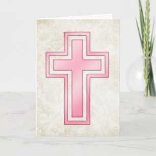 Pretty Pink Cross 4 Blank Christian Greeting Card