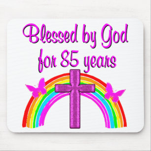 PRETTY PINK CROSS 85TH BIRTHDAY DESIGN MOUSE MAT