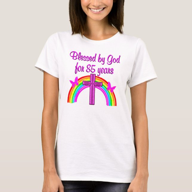 PRETTY PINK CROSS 85TH BIRTHDAY DESIGN T-Shirt (Front)