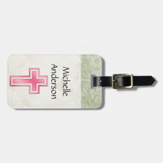 Pretty Pink Cross Christian D2 Luggage Tag