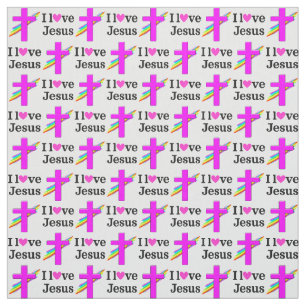 PRETTY PINK CROSS CHRISTIAN FABRIC