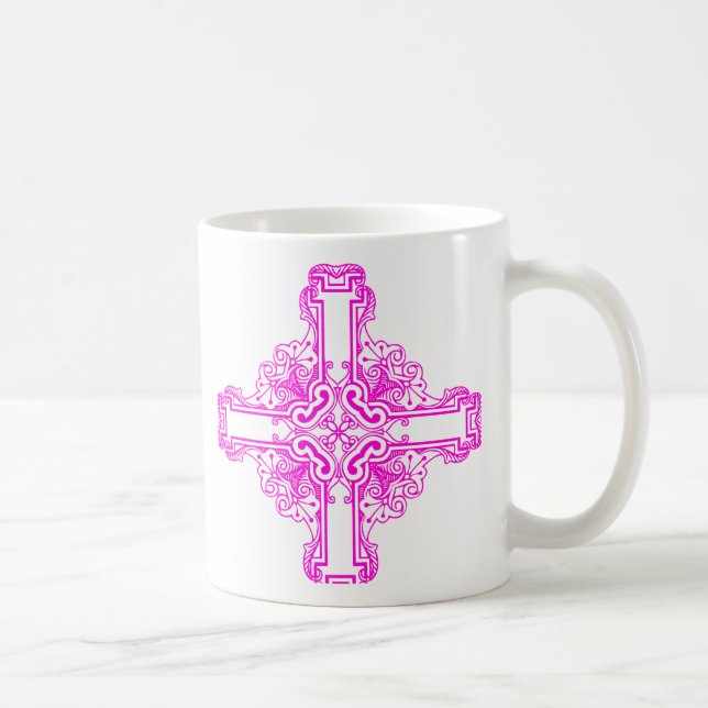 Pretty Pink Cross Graphic  Coffee Mug (Right)