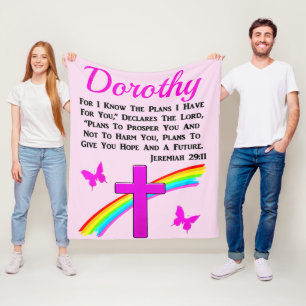 PRETTY PINK CROSS JEREMIAH 29:11 PERSONALIZED FLEECE BLANKET