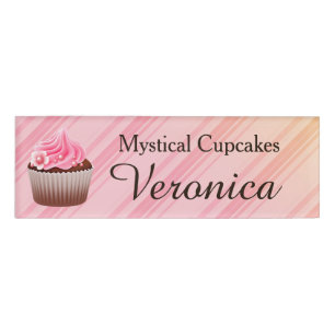 Pretty Pink Cupcake Bakery Name Tag