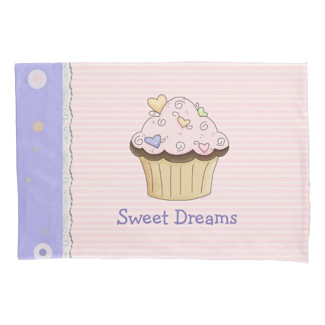 Pretty Pink Cupcake Pillow Case (Front)