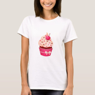 Pretty Pink Cupcake With Sprinkles And Cherry T-Shirt