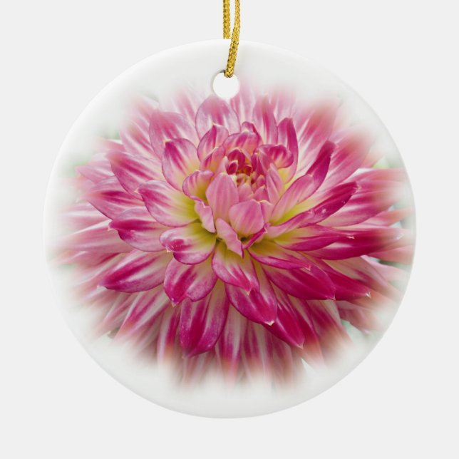 Pretty Pink Dahlia Christmas Ornament (Front)