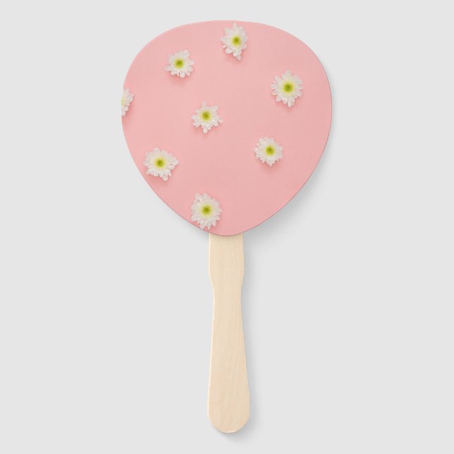 Pretty Pink & Daisies Hand Fan (Front)
