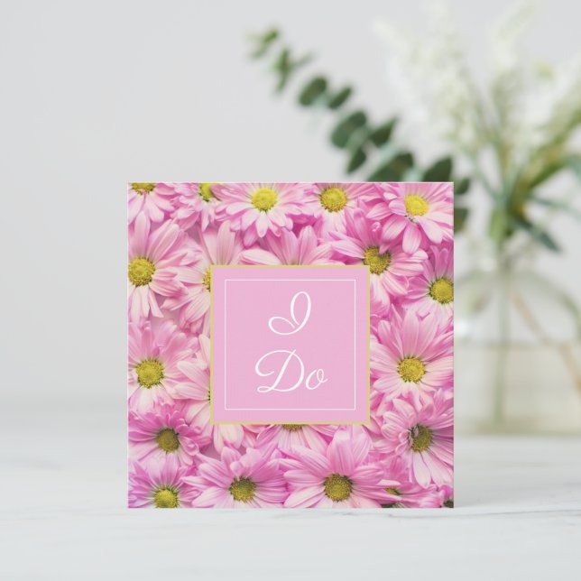 Pretty Pink Daisy's Wedding Invitation (Standing Front)