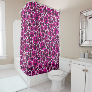 PRETTY PINK DIAMOND PATTERN SHOWER CURTAIN