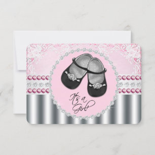 Pretty Pink Diamonds and Pearls Baby Shower Invitation