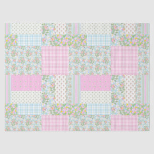 Pretty Pink Dog Rose Faux Patchwork Tissue Paper