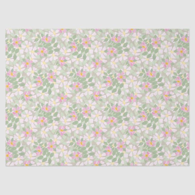 Pretty Pink Dog Roses on Taupe Tissue Paper (Front)