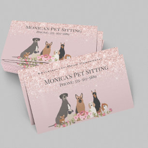Pretty Pink Dog Sitting Day Care Grooming Business Card