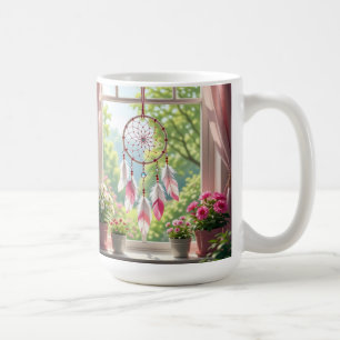 Pretty Pink Dreamcatcher and Plants Window Sill Coffee Mug