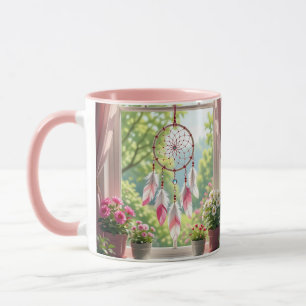 Pretty Pink Dreamcatcher and Plants Window Sill Mug