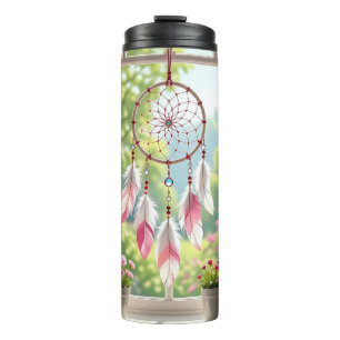 Pretty Pink Dreamcatcher and Plants Window Sill Thermal Tumbler