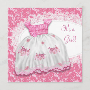 Pretty Pink Dress Baby Shower Invitation