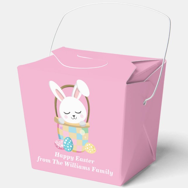 Pretty Pink Easter Bunny Party Custom Fortune Favour Box (Front)