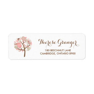 Pretty Pink Easter Eggs Tree Floral Address Label