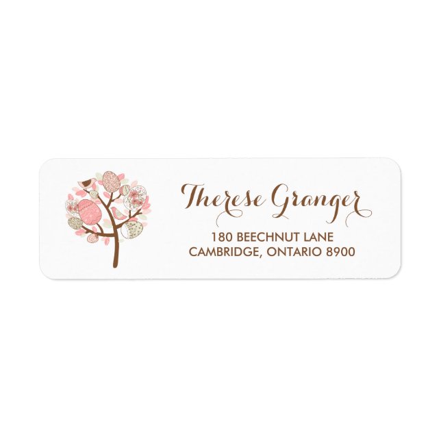 Pretty Pink Easter Eggs Tree Floral Address Label (Front)