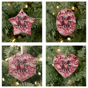 Pretty Pink Elegant Best Mum Ever Floral Ceramic Tree Decoration