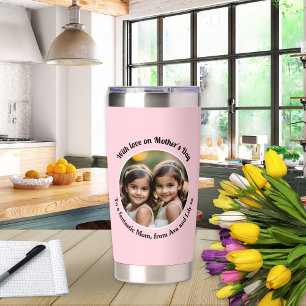 Pretty Pink Elegant Mother's Day Custom Photo Chic Insulated Tumbler
