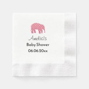 Pretty Pink Elephant Personalised Baby Shower Napkin