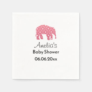 Pretty Pink Elephant Personalised Baby Shower Napkin