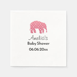 Pretty Pink Elephant Personalised Baby Shower Napkin