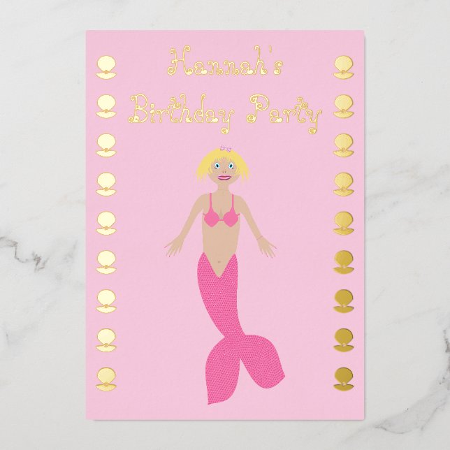 Pretty Pink Fantasy Mermaid Custom Birthday (Front)