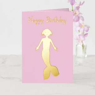 Pretty Pink Fantasy Mermaid Custom Birthday Foil Greeting Card
