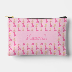 Pretty Pink Fantasy Mermaid Custom Name Accessory Pouch