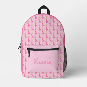 Pretty Pink Fantasy Mermaid Custom Name Printed Backpack