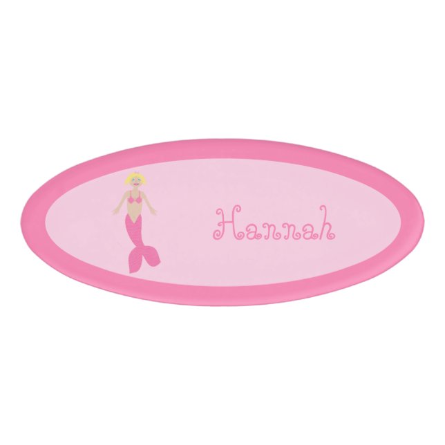 Pretty Pink Fantasy Mermaid Custom Name Tag (Front)