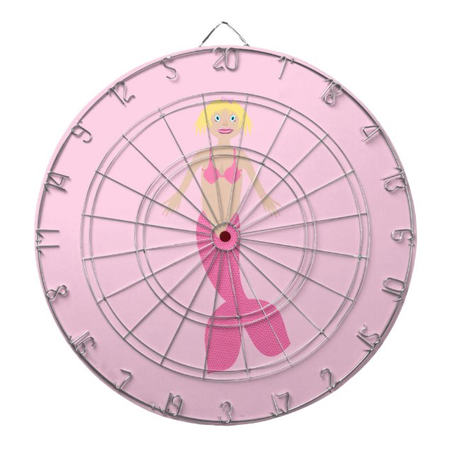 Pretty Pink Fantasy Mermaid Dartboard (Front)