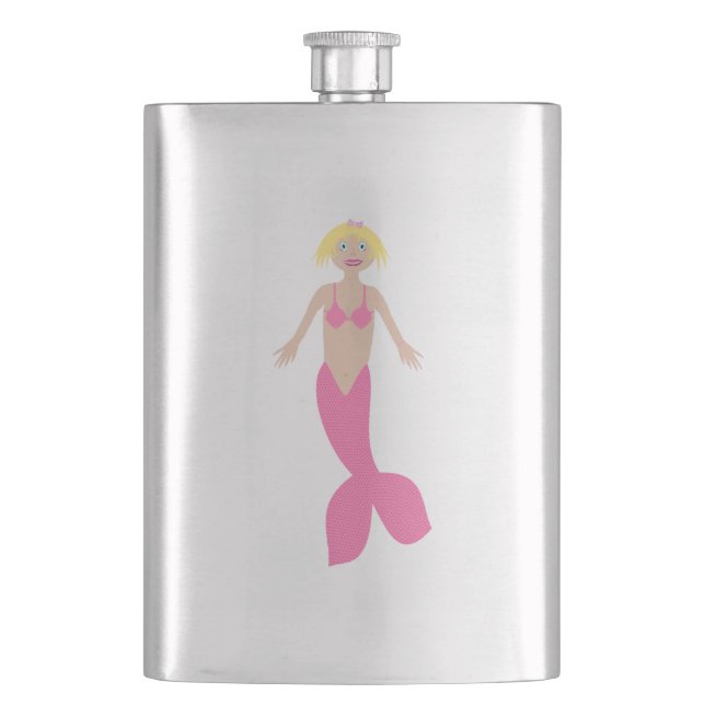 Pretty Pink Fantasy Mermaid Hip Flask (Front)