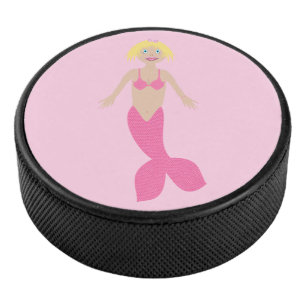 Pretty Pink Fantasy Mermaid Hockey Puck